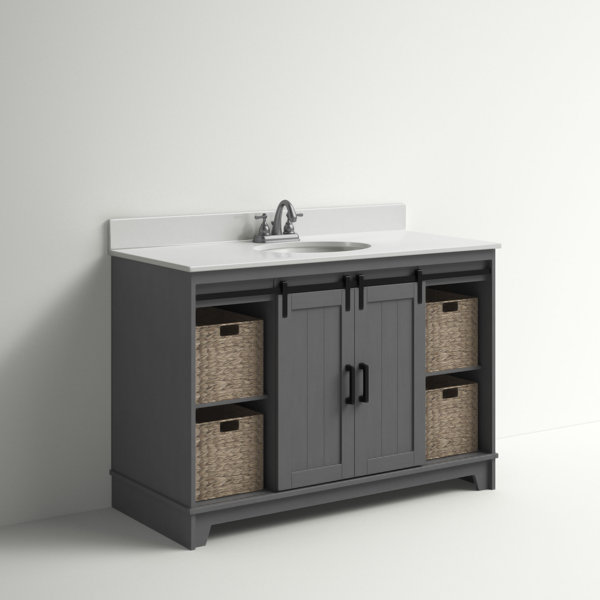 Sand & Stable Braylen Sliding Barn Door 48" Single Bathroom Vanity Set